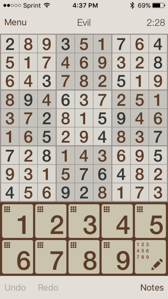 One of my better Sudoku scores.